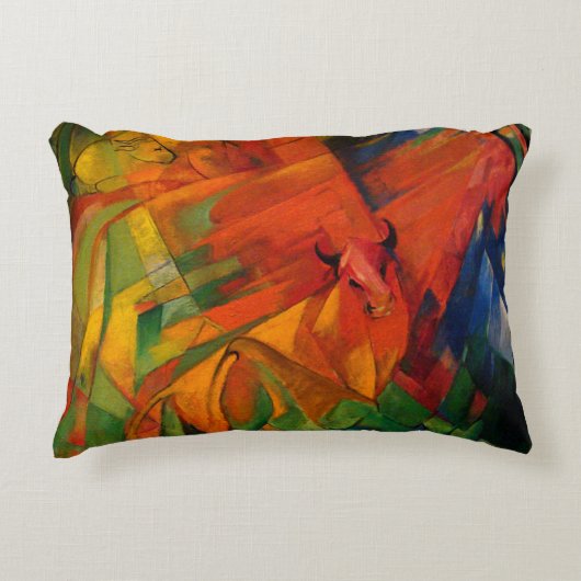 風景の中の動物Franz Marc アクセントクッション (正面)