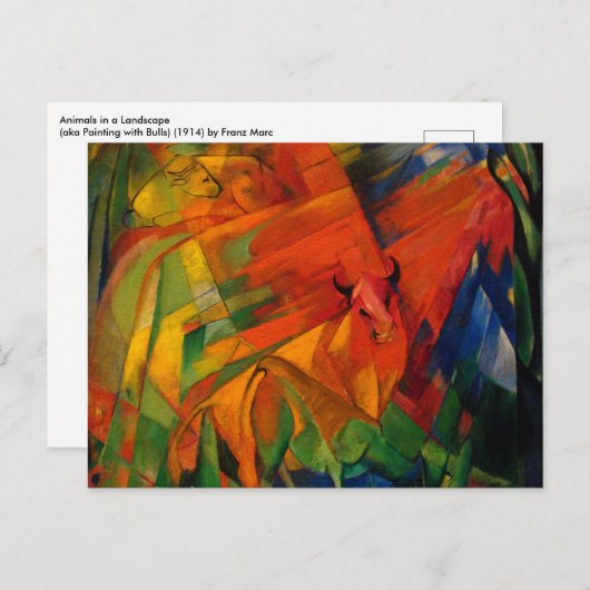 風景の中の動物Franz Marc ポストカード (正面/裏面)