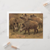 風景の中の四フランスのつの猪(Rosa Bonheur) カード (正面/裏面インサイチュ)