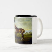 風景の中の栗の競走馬(ジョージ・スタブズ) ツートーンマグカップ (正面右)