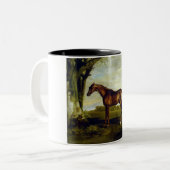 風景の中の栗の競走馬(ジョージ・スタブズ) ツートーンマグカップ (正面左)