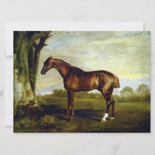 風景の中の栗毛の競走馬 (ジョージ・スタブス) カード (正面)