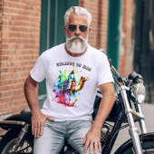 風景の中をラクダに乗る鮮やかイエス Tシャツ