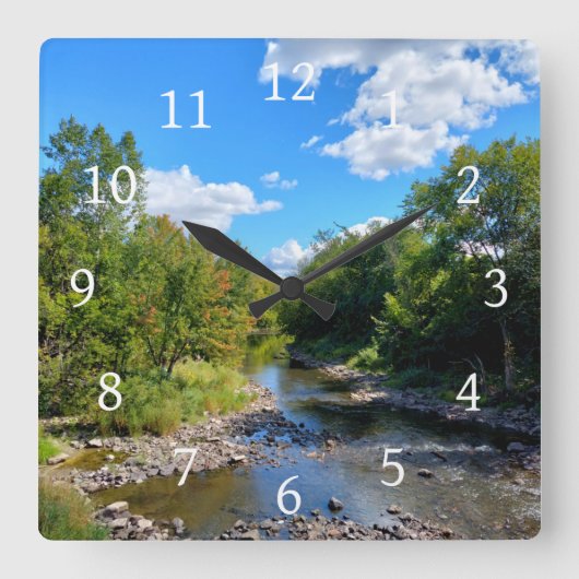 風景の写真176川 スクエア壁時計 (正面)