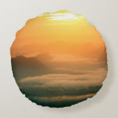風景の写真、朝の美しい海の霧 ラウンドクッション (裏面)