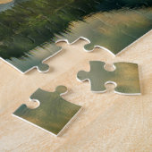 風景の湖、山、反射、空 ジグソーパズル (側面)