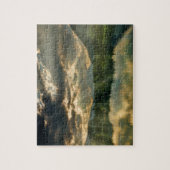 風景の湖、山、反射、空 ジグソーパズル (縦)