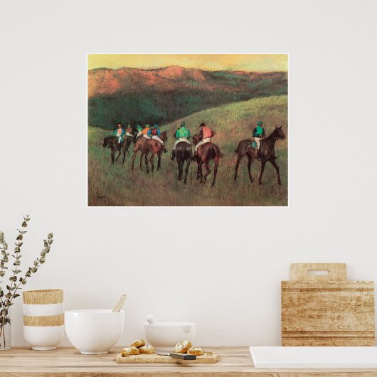 風景の競走馬， 1894, Edgar Degas ポスター (キッチン)