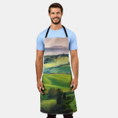 風景の緑：光の静色彩の鮮やかかさ エプロン (着用した状態)