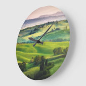 風景の緑：光の静色彩の鮮やかかさ ラージ壁時計 (傾斜)