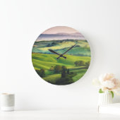 風景の緑：光の静色彩の鮮やかかさ ラージ壁時計 (ホーム)