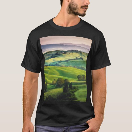 風景の緑:光の静色彩の鮮やかかさ Tシャツ (正面)