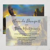 風景の美しい、素朴な、ハゲワシの愛国的なウェディング 招待状 (正面/裏面)