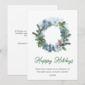 風景の花輪　ホリデー　ベリー　企業のご挨拶 シーズンカード (正面/裏面)