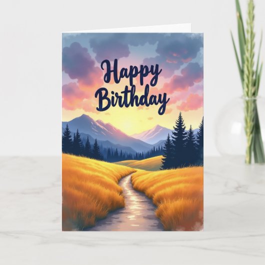 風景の道の誕生日カード カード (正面)