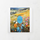 風景カラフルおもしろいとロマン結婚ティック 三つ折り招待状 (カバー)