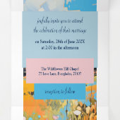 風景カラフルおもしろいとロマン結婚ティック 三つ折り招待状 (内部中)