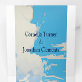 風景カラフルおもしろいとロマン結婚ティック 三つ折り招待状 (内部最初)