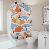 風景カラフル、山、湖、シームレス。 シャワーカーテン (インサイチュ)