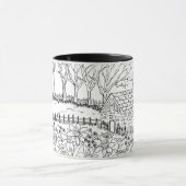 風景シーンペンとインク マグカップ (中央)