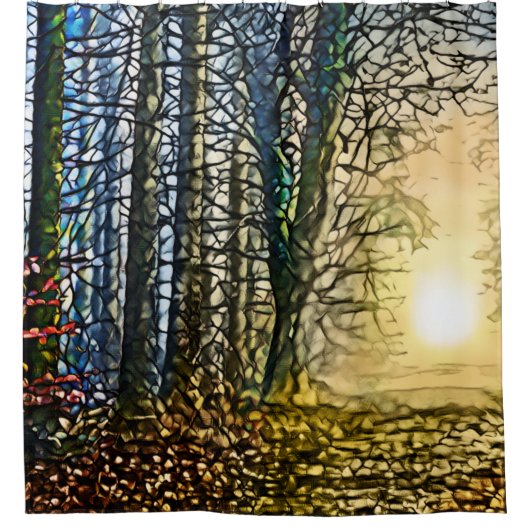 風景デザイン276フォレストウッズ シャワーカーテン (正面)