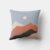 風景ミッドセンチュリーイラスト、ミニマリストlan クッション (裏面)