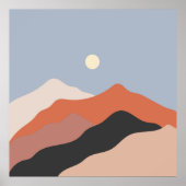 風景ミッドセンチュリーイラスト、ミニマリストlan ポスター (正面)