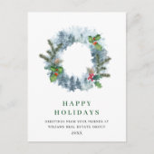 風景リースクリスマスパインズグリーティングホリデー ポストカード (正面)