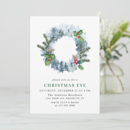 風景リースクリスマスホリーベリーエバ 招待状 (スタンド正面)