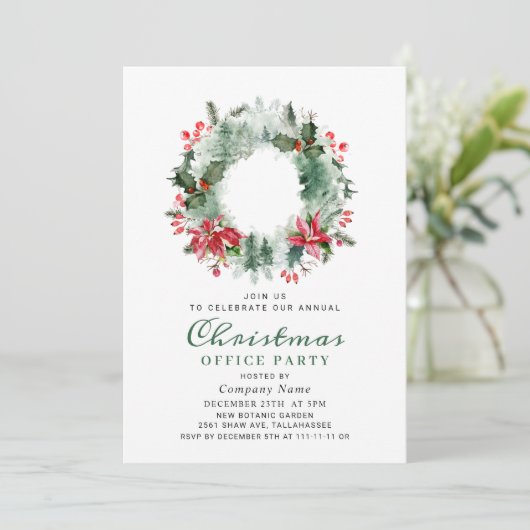 風景リースクリスマスホリーベリーパーティー 招待状 (スタンド正面)