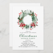 風景リースクリスマスホリーベリーパーティー 招待状 (正面/裏面)