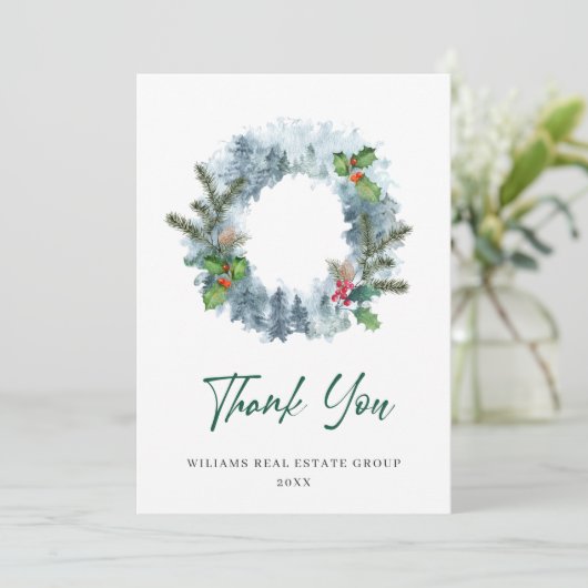 風景リースホリデークリスマスベリーグリーティング サンキューカード (スタンド正面)