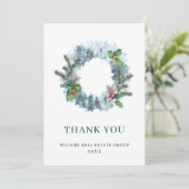 風景リースホリデークリスマスベリーグリーティング サンキューカード (スタンド正面)