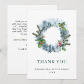 風景リースホリデークリスマスベリーグリーティング サンキューカード (正面/裏面)