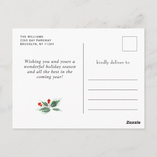 風景リースホリーベリーパインフォレストクリスマス ポストカード (裏面)