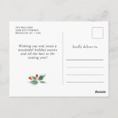 風景リースホリーベリーパインフォレストクリスマス ポストカード (裏面)