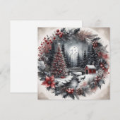 風景付きの平らなホリデーカード 花輪 シーズンカード (正面/裏面)