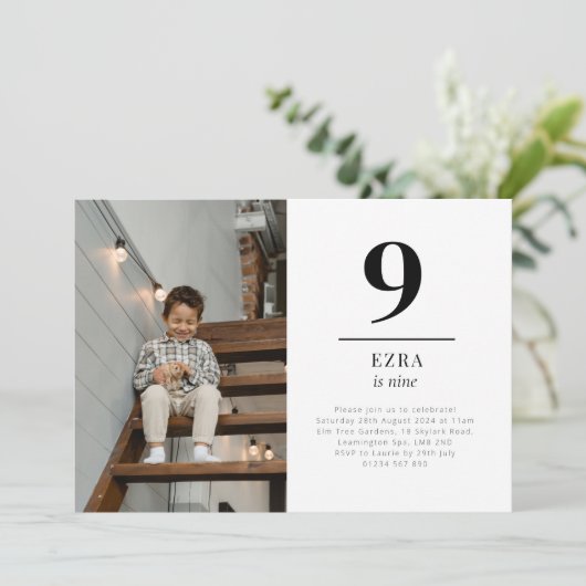 風景写真の9歳誕生日招待状 招待状 (スタンド正面)