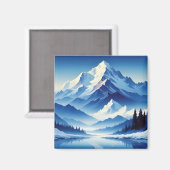 風景冬自然背景画 マグネット (正面/裏面)