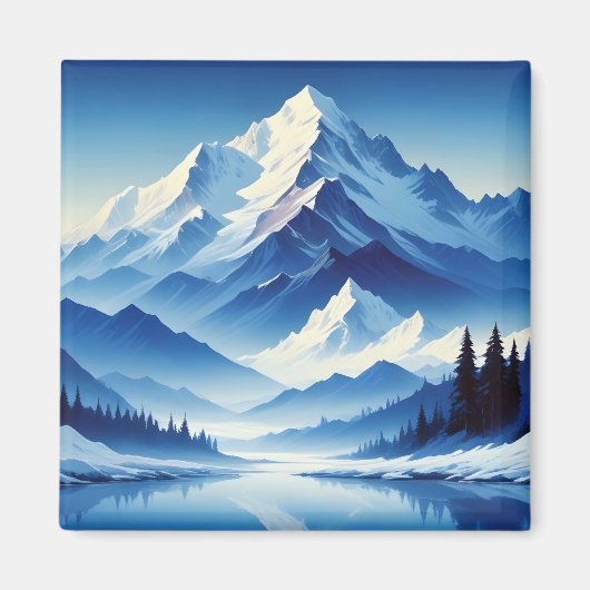 風景冬自然背景画 マグネット (正面)