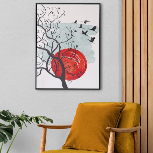 風景壁画、ミッドセンチュリーモダンデコール キャンバスプリント