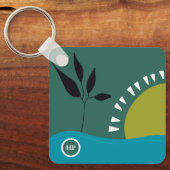 風景抽象芸術モダンアート太陽の海木 キーホルダー (正面)