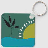 風景抽象芸術モダンアート太陽の海木 キーホルダー (裏面)
