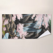 風景日本のさくらんぼの花と滝 バスタオル (バスタオル)