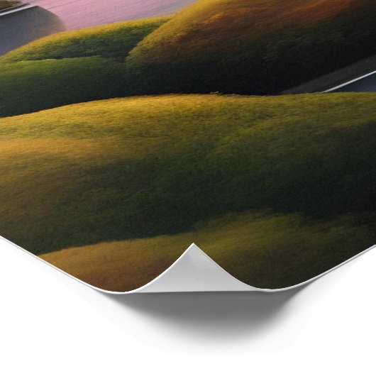 風景日本のさくらんぼ花山 ポスター (角)