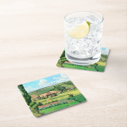 風景有名なポントワーズのレ絵画パティス スクエアペーパーコースター (インサイチュ)