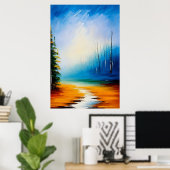 風景油彩画 – ミニマリスト ポスター (ホームオフィス)