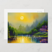 風景湖デジタルアート誕生日 ポストカード (正面/裏面)