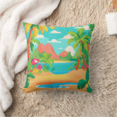 風景熱帯島装飾用クッション クッション (ブランケット)