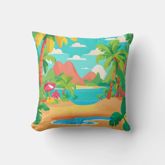 風景熱帯島装飾用クッション クッション (正面)